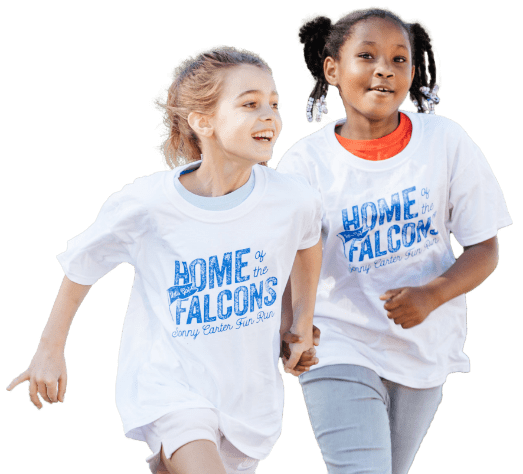 Two smiling girls in custom spirit wear Two smiling girls in custom spirit wear
