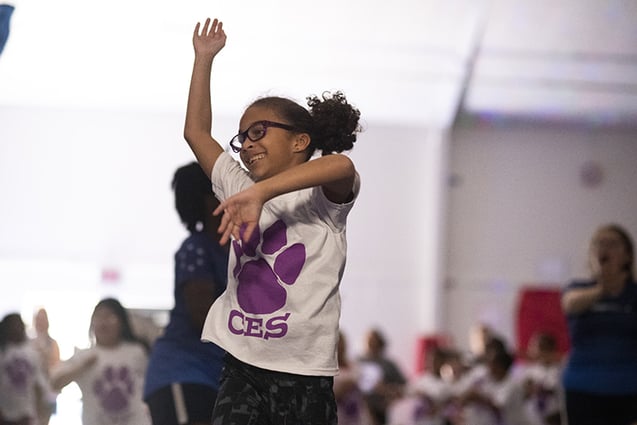 girl dancing during a dance-a-thon