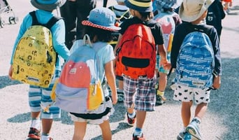 Kids walking with backpacks on