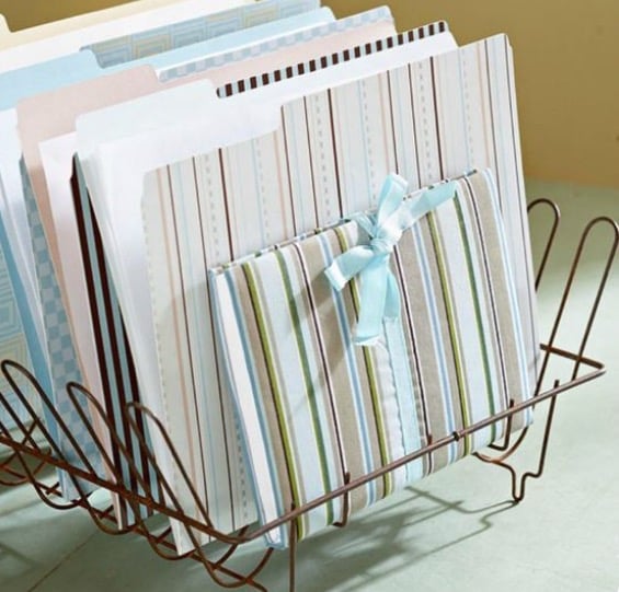 A gifted rack of documents.