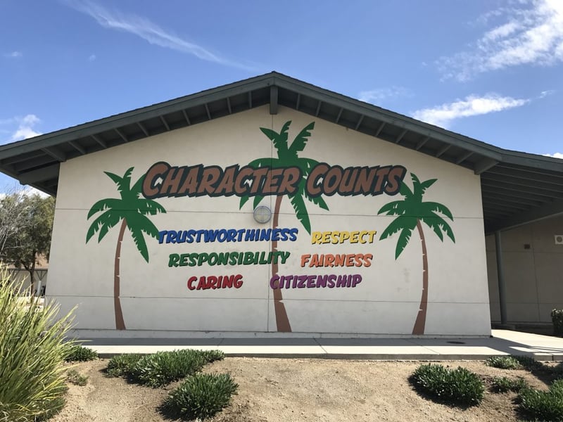 Antelope Hills Elementary, character counts wall.