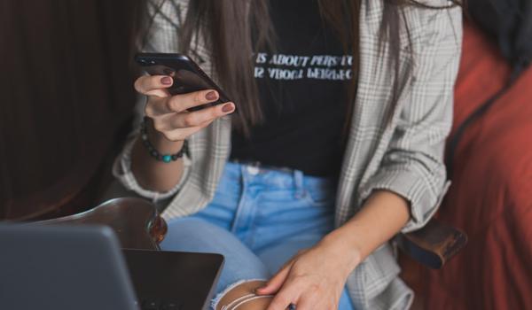 Woman looking at cellphone